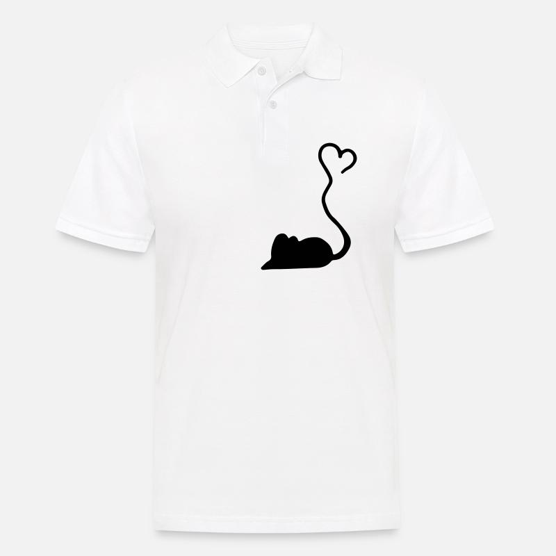 Maus Herz Geschenk / mouse heart - Männer Poloshirt - Weiß