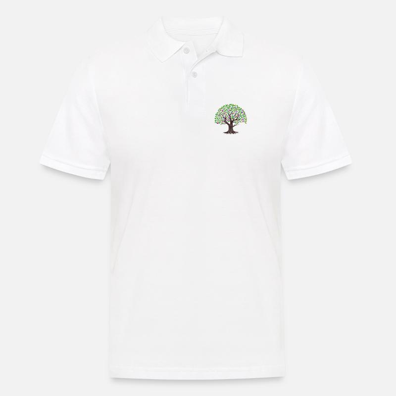 Bunter Baum mit Blättern - Männer Poloshirt - Weiß