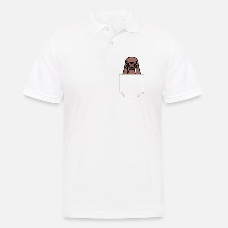 Brusttasche Walross Geschenk Idee - Männer Poloshirt - Weiß