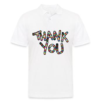 Merci couleurs néon Merci police - Polo Homme - blanc - Devant - Kai (181cm)