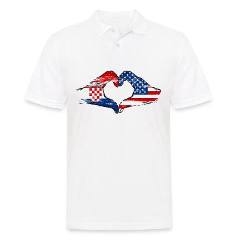 Croatia USA heart shape with hands used - Men's Polo Shirt - white - Front - Kai (181cm)
