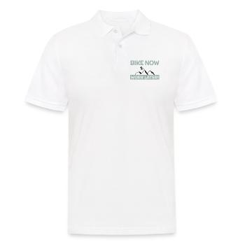 Bike now - work later - Männer Poloshirt - Weiß - Vorne - Kai (181cm)