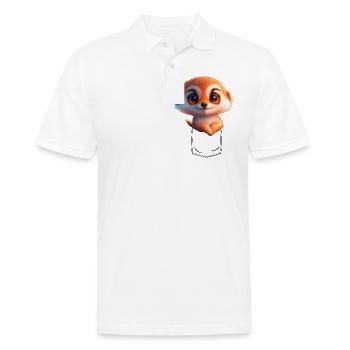 Suricate ludique dans la poche de poitrine - Polo Homme - blanc - Devant - Kai (181cm)