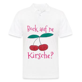 Kirsche Spruchdruck Back auf ne Kirsche - Männer Poloshirt - Weiß - Vorne - Kai (181cm)