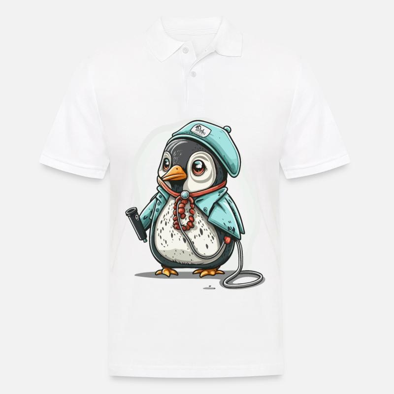 Pinguin-Doktor - Männer Poloshirt - Weiß