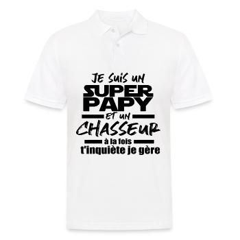 je suis un super papy et chasseur - Polo Homme - blanc - Devant - Kai (181cm)