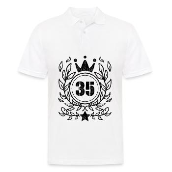 35 - Born year Year of birth 1935 - Men's Polo Shirt - white - Front - Kai (181cm)