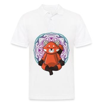 Pandabear red Panda Yoga Mandala yoga women - Men's Polo Shirt - white - Front - Kai (181cm)