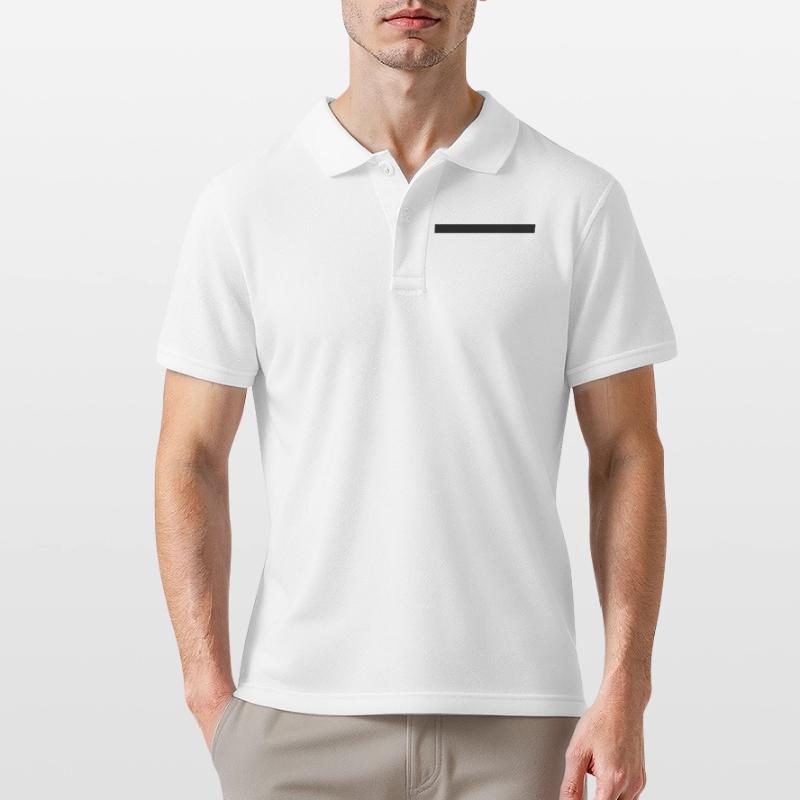 Black Bar Stroke Stripe Basic Text Decoration Men's Polo Shirt