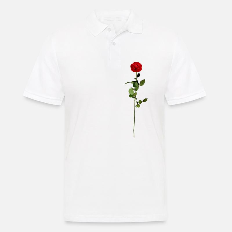 Blume Rose rote Rose - Männer Poloshirt - Weiß