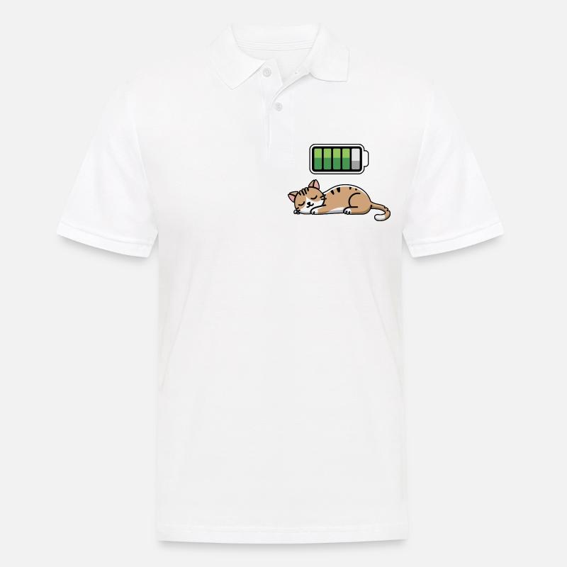 Cat Sleeping Recharging Night Bedtime - Männer Poloshirt - Weiß