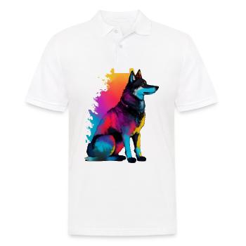 Un chien loup silhoutte coloré.beau chien loup png - Polo Homme - blanc - Devant - Kai (181cm)