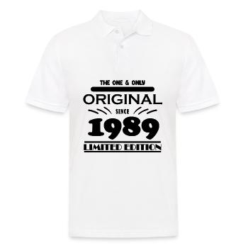 1989 - Year of construction 1989 - Born 1989 - Men's Polo Shirt - white - Front - Kai (181cm)