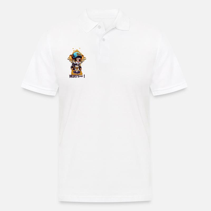 Süße DJ Ratte - Männer Poloshirt - Weiß