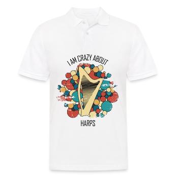 Harfe Geschenk Musikinstrument Musiker Zupfen - Männer Poloshirt - Weiß - Vorne - Kai (181cm)