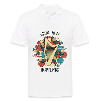 Harfe Geschenk Musikinstrument Musiker Zupfen - Männer Poloshirt - Weiß - Vorne - Kai (181cm)