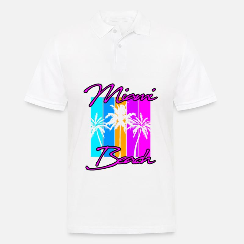 Miami Beach Sonne Strand Palmen - Männer Poloshirt - Weiß