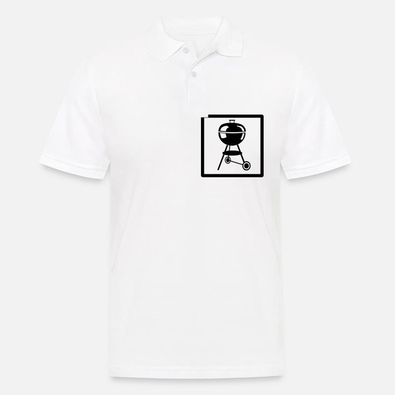 Kugelgrill Piktogramm - Männer Poloshirt - Weiß