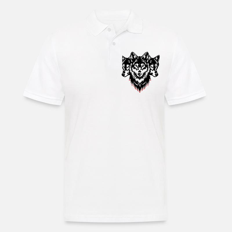 Wolf Kopf Rudel - Männer Poloshirt - Weiß