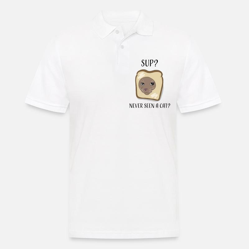NEVER SEEN A CAT ? - Männer Poloshirt - Weiß
