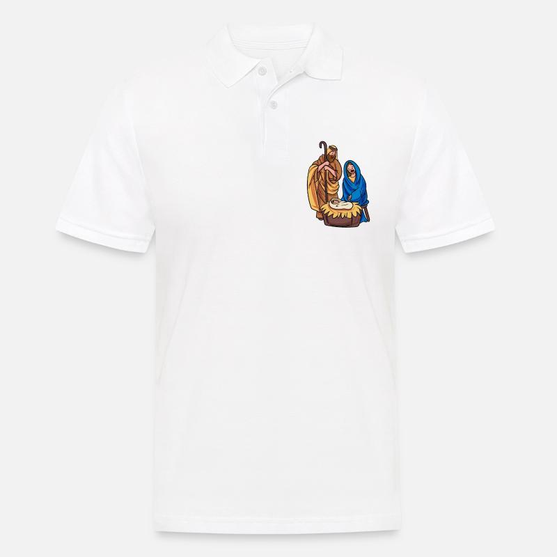 Weihnachtskrippe Krippe Jesus - Männer Poloshirt - Weiß