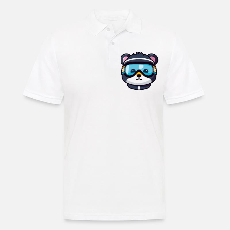 Ski Bär Comic - Männer Poloshirt - Weiß