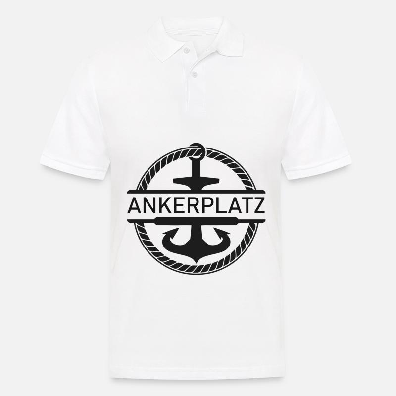 Ankerplatz mit Schiff Anker - Männer Poloshirt - Weiß