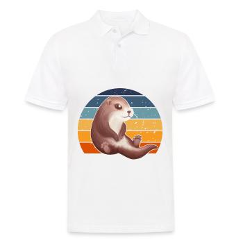 Douce Loutre Rétro - Polo Homme - blanc - Devant - Kai (181cm)