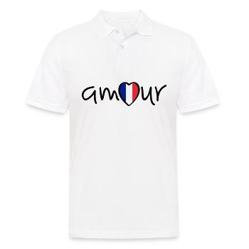Love for France with flag. Amour or l' amour - Men's Polo Shirt - white - Front - Kai (181cm)