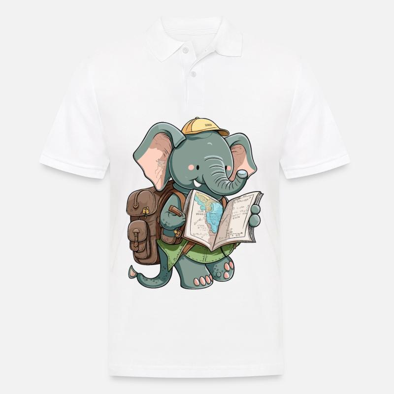 Elefanten-Entdecker - Männer Poloshirt - Weiß