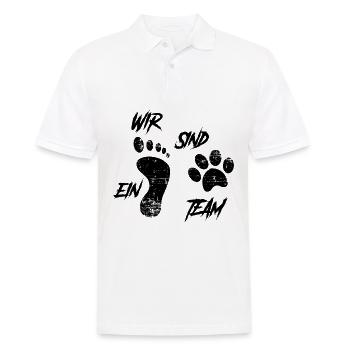 Wir sind ein Team Hunde Pfote Spruch Geschenk - Männer Poloshirt - Weiß - Vorne - Kai (181cm)