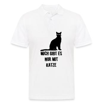 Mich gibt es nur mit Katze Geschenk - Männer Poloshirt - Weiß - Vorne - Kai (181cm)