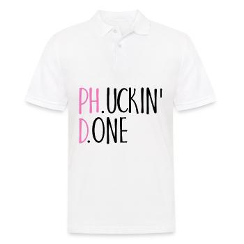 Phucking Fucking Done Phd Conclusion Cadeau - Polo Homme - blanc - Devant - Kai (181cm)