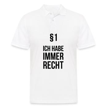 Regel Nr 1 Ich habe immer Recht Geschenk - Männer Poloshirt - Weiß - Vorne - Kai (181cm)