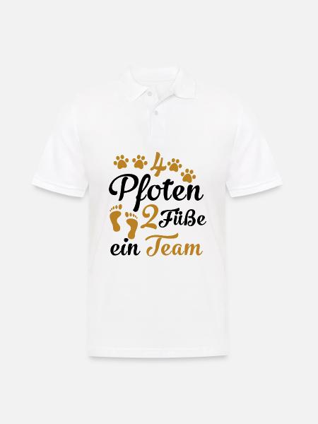 4 Pfoten 2 Füße ein Team Hundeliebhaber Geschenk - Männer Poloshirt - Weiß