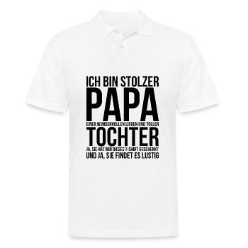 Ich bin stolzer Papa einer Tochter Vatertag - Männer Poloshirt - Weiß - Vorne - Kai (181cm)