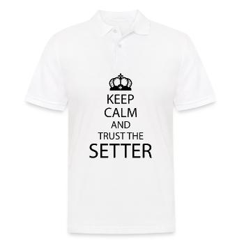 Gardez votre calme et faites confiance au cadeau Setter Volleyball - Polo Homme - blanc - Devant - Kai (181cm)