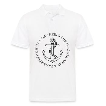 A Franzbrötchen a day keeps the Doctor away - Männer Poloshirt - Weiß - Vorne - Kai (181cm)