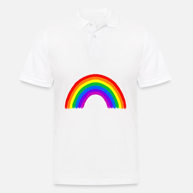Retro Regenbogen Bunt Geschenk - Männer Poloshirt - Weiß