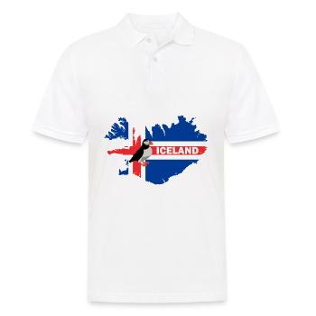 Icelandic flag Iceland Puffin Atlantic Puffin - Men's Polo Shirt - white - Front - Kai (181cm)