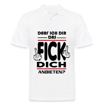 Darf ich dir das Fick Dich anbieten - Männer Poloshirt - Weiß - Vorne - Kai (181cm)