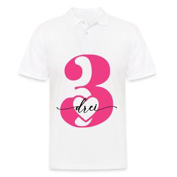 Digit Three 3 with Heart - Men's Polo Shirt - white - Front - Kai (181cm)