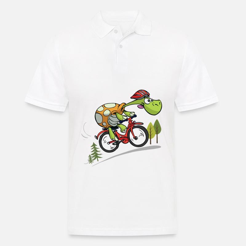 bella tartaruga sulla bici - Polo da uomo - bianco