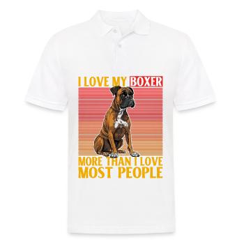 J’aime mon Boxer plus que j’aime la plupart des gens - Polo Homme - blanc - Devant - Kai (181cm)