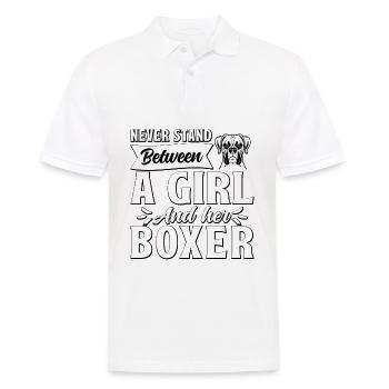 Ne vous tenez jamais entre une fille et son boxeur - Polo Homme - blanc - Devant - Kai (181cm)
