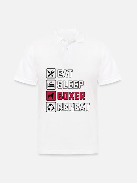 Manger Sommeil Boxer Répéter - Polo Homme - blanc