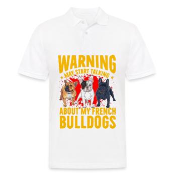 Avertissement peut commencer à parler de mon bouledogue français - Polo Homme - blanc - Devant - Kai (181cm)