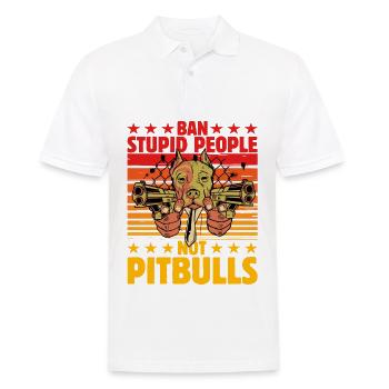 Ban stupid people not Pitbulls - Men's Polo Shirt - white - Front - Kai (181cm)