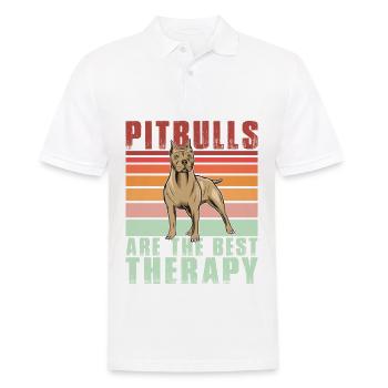 Les pitbulls sont la meilleure thérapie - Polo Homme - blanc - Devant - Kai (181cm)