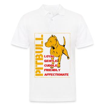 Pitbull loyal doux câlin amical affectueux - Polo Homme - blanc - Devant - Kai (181cm)